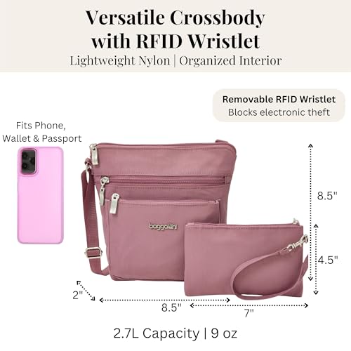 Image of Baggallini Pocket Crossbody Bags for Women 8x8 Small Lightweight Durable Water-resistant Travel Purse W /Rfid