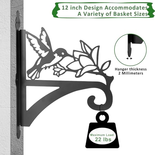 ATKKE Hanging Plant Bracket Hangers Indoor Iron Wall Mount,11” Hummingbird Silhouette Ornamental Iron Hangers Hookers for Flower Pot Lantern Bird Feeder Wind Chimes by ATKKE - Image 4