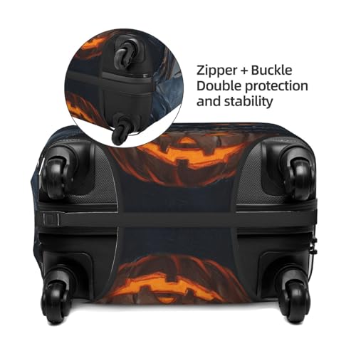 Halloween Black Cat Holding Candy Bag Elastic Travel Luggage Covers Dustproof Scratch-Resistant Suitcase Protector Fit 22-24 Inch2