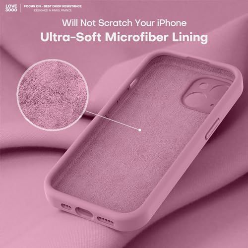 Image of LOVE 3000 Compatible with iPhone 15 Case, [Smooth Silicone Full Coverage Camera] [8ft Drop Protection], Soft Microfiber Lining Full Body Protective Case for iPhone 15 6.1 inch - Lavender Purple