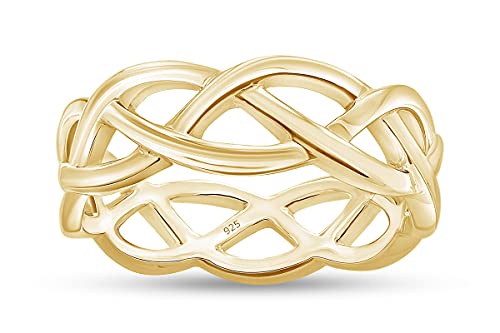 Affy Celtic Knot Eternity Engagement Wedding Band Ring For Women In 14K Yellow Gold Plated 925 Sterling Silver Ring Size -6 #TOP2