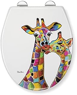 Croydex WL604122 Francie & Josie McZoo Art by Steven Brown Flexi-Fix Toilet Seat Always Fits, Never Slips with Soft Close and Quick Release, White