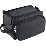 Large Toiletry Bag for Men or Women, Buruis PU Leather Bags Spacious Travel Dopp Kit, Water-resistant Toiletry Organizer Cosmetic Shaving Bag for Full Sized Container, Shampoo, Toiletries Accessories, Black