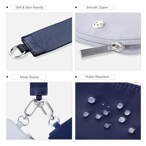 Babysun Doppeltasche mit Reißverschluss, tragbar, Handgelenk, Geldbörse, abnehmbare Münzbörse für Damen, Marineblau und Grau, modisch