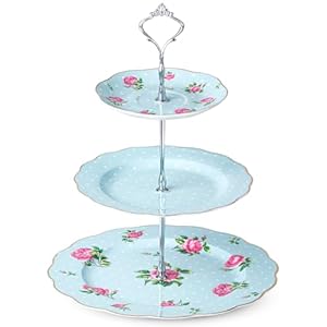 BTaT- 3 Tier Dessert Stand, Afternoon Tea Stand, Porcelain Dessert Tower, 3 Tier Tea Sandwich Stand, Tiered Plate Stand, Tiered Plate Stand, Tea Party Tray 3 Tier