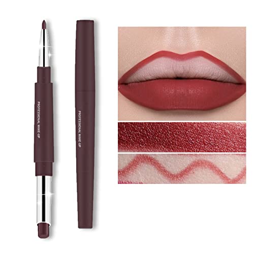Lsslmk Lip Liner And Lipstick Set Chestnut Nude Dark Red Matt Mat Pens Lipstick 24H And With Lip Liner Makeup Set For Black Mature Women Long Lasting Labiales Mate 24 Horas Lip Liner Pencil Sharpener #TOP1
