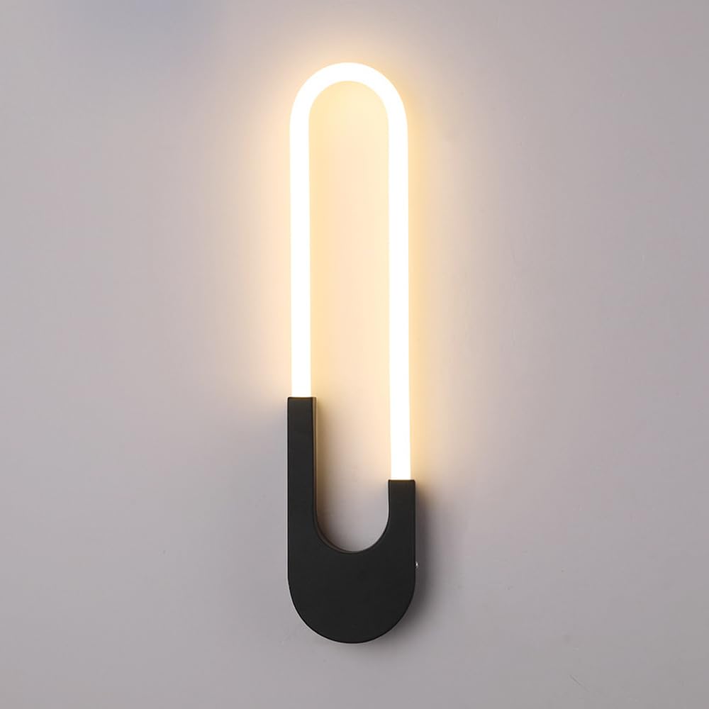 Lámpara de pared de anillo largo con tecnología LED y diseño minimalista en metal negro