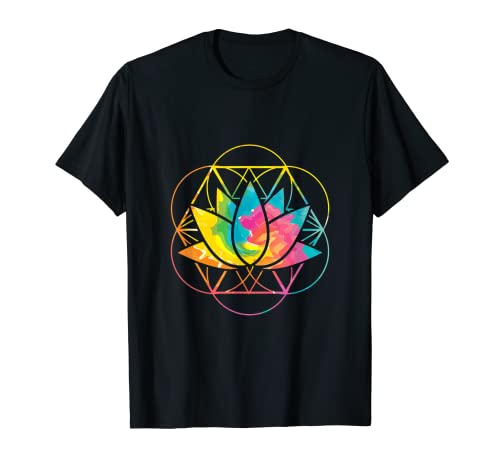 Flor de loto Geometría Colorida Mandala Budismo Namaste Yoga Camiseta