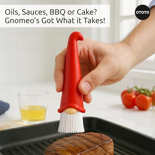 OTOTO Gnomeo Pastry Brush - Silicone Basting Brush for Cooking, Spread Oil Butter Sauce for BBQ Grill Baking, Gnomes Gifts for Women, Cute Funny Kitchen Gadgets