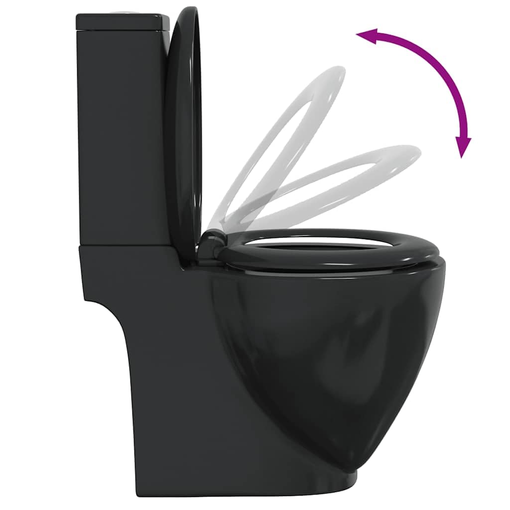 WC en céramique noir double système de chasse d'eau sortie verticale