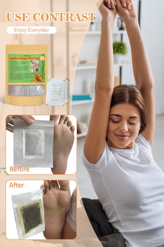 Image of TEWEAE 122-Count Ginger Foot Pads, Bamboo Vinegar & Mugwort Foot Patches to Sleep Better | Stress & Fatigue Relief | Relaxation Foot Spa for Tired Feet | Use During Sleep
