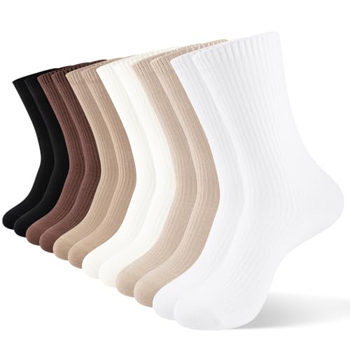 COOVAN Womens Crew Socks Cotton Casual Aesthetic Thin Cute Soft Boot Socks 6 Pairs