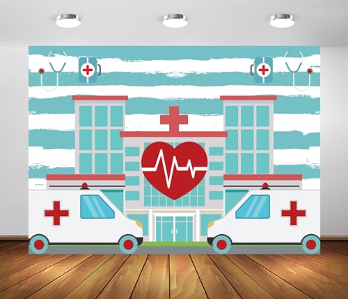 Toile de fond ambulance dessin animé 1,5x0,9m pour fête infirmière