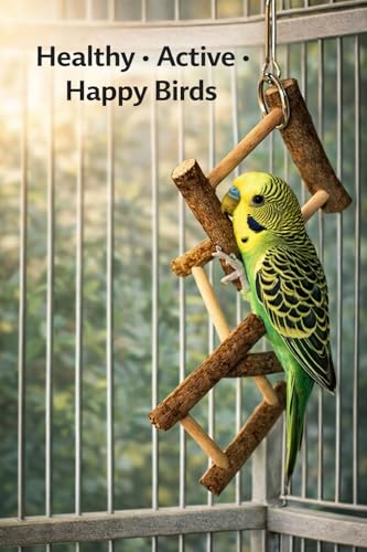 Image of KSK Natural Wood Bird Hanging Toy for Budgies, Lovebirds & Cockatiels - Chewable Climbing Ladder with Real Wood Sticks - Cage Activity Toy for Small & Medium Parrots