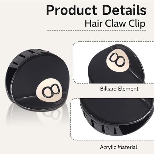GlamRays Black 8 Ball Golf Club Hair Claw Clip for Women 2.15" Acetone Hair Claw 1 Piece - Image 3