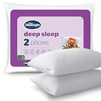 Silentnight Deep Sleep Pillows 2 Pack – Medium Support Comfortable Hollowfibre Bed for Front, Back and Side Sleepers Machine Washable Hypoallergenic of Standard Size, White