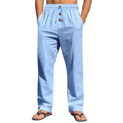 Pantalon en lin respirant homme jambe droite style chic