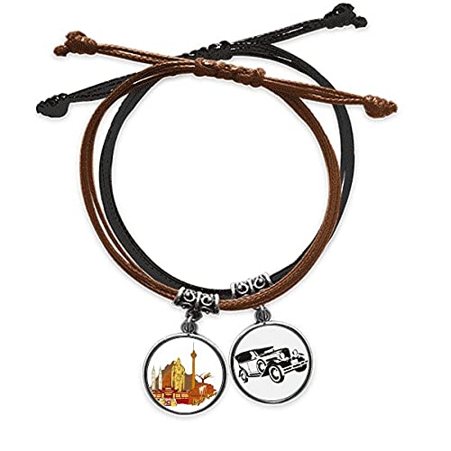 Bracelet Kuala Lumpur en cuir et aquarelle, le cadeau parfait