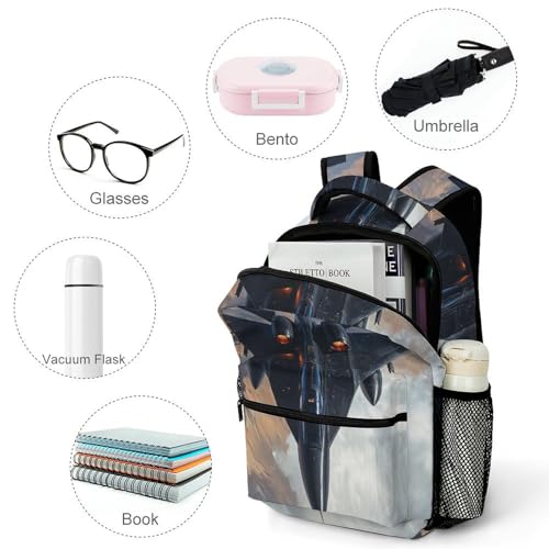 F-15 Fighter Jet Aircraft Laptop Backpack Durable Travel Daypack Casual Shoulder Bag for Sport Hiking4