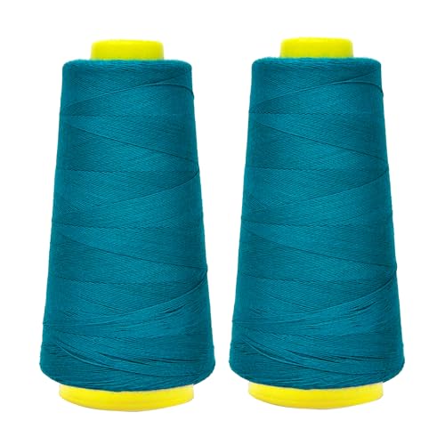 Image of Mandala Crafts Teal Mercerized Cotton Thread Cones for Sewing Quilting | 2400 Yds 50 WT, 100% Long Staple Cotton, Multipurpose, for Embroidery, Piecing, Sergers, Applique, Machine and Hand Sewing