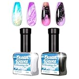 U-Shinein Blooming Gel Nail Polish, Marble Effect Nail Polish, Black&White Watercolor Ink Wave Nail Gel with Magical Diffusion Effect for Creating Lace Pattern Nail Art Soak of UV/LED 12ml