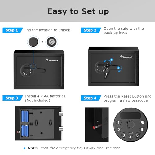 image for Bonsaii Safe, 0.6 Cubic Safe Box with Electronic Keypad, Removable She