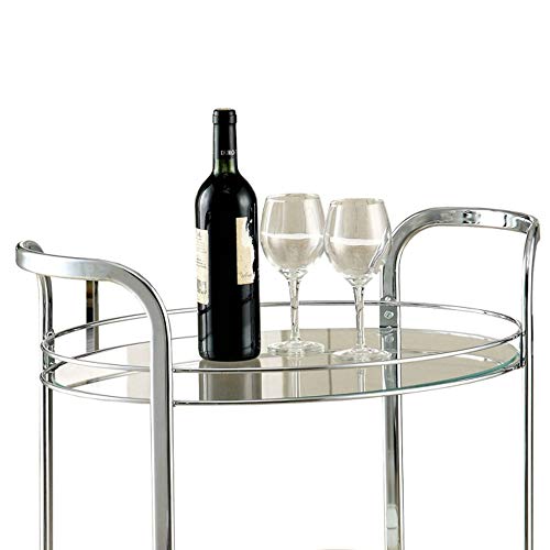 Benjara Contemporary Serving Cart With Caster Wheels, Chrome, One Size #TOP2