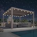 PURPLE LEAF 12' × 12' Outdoor Louvered Pergola,Retractable Patio Hard Top Pergola Gazebo with Adjustable Roof for Deck, Garden and Backyard