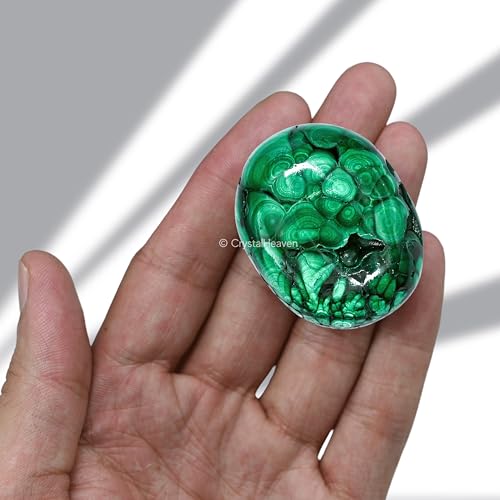 Image of Crystal Heaven Malachite Crystal Palm Pebbles Stones For Anxiety Stress Relief Massage-Aaa Grade Original Healing Gemstone Agate Palm Stone For Yoga Meditation Spiritual Reiki Feng Shui