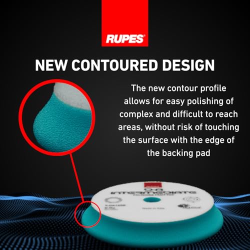 Image of RUPES 9.DA150B Pack of 12 Light Blue D-A Intermediate Foam Polishing Pads 150mm | Ideal for Paint Correction & Gloss Enhancement | Compatible with 5 inch Backing Plate | Improves Cutting Performance