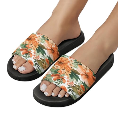 Chaussons à fleurs antidérapants avec semelle haute sécurité