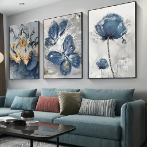 Affiches murales de luxe fleurs papillons décoration murale salon 60x80