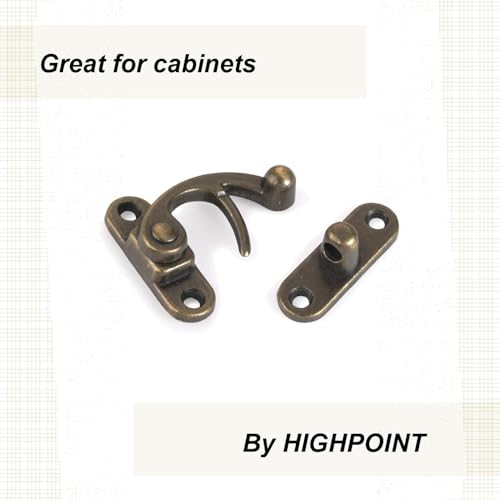 Highpoint Hook Latch Small Antique Brass 1-Piece with Screws