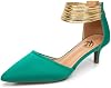 Tacones kitten de punta cerrada y puntiaguda, tacón bajo stiletto, con correa al tobillo, cómodos, tacón de 5 cm, para fiestas y vestir 2