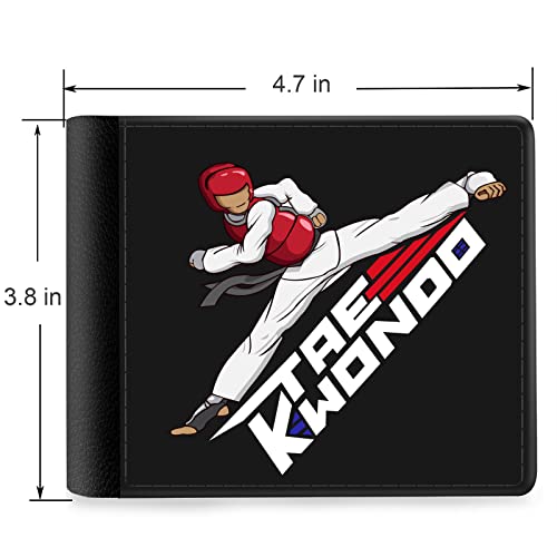 (Taekwondo Player Front Pocket Slim Bifold Leather Wallet RFID Blocking with ID Window for Men2