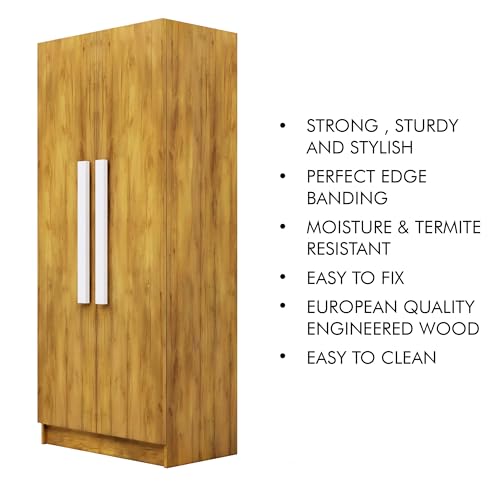 Image of Bniture 2 Door Wooden Wardrobe for Bedroom | Almirah for Clothes with 4 Shelves, Engineered Wood Wardrobe for Clothes | Cupboard for Bedroom (46D x 80W x 182H CM) | 3 Years Warranty (Giant Wood)