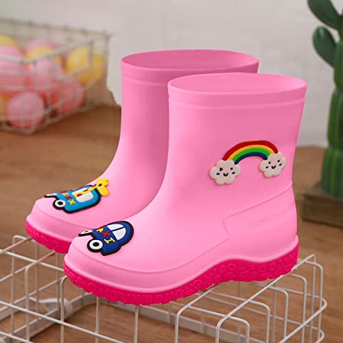 Baby Waterproof Rain Boots,Kids Rain Boots Boys Girls Lightweight Rubber PVC Rain Boots Waterproof Non-Slip Shoes 3-10Y (Pink, 3.5-4Years)2