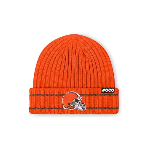 FOCO Cleveland Browns NFL Primary Logo Ribbed Beanie - Thunder