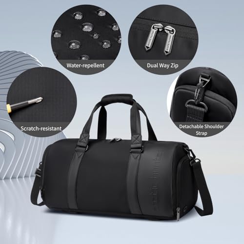 Image of Arctic Hunter Duffle Bag for Travel Gym Nylon 30L Office Hand Bag for Men Women Multiple-Pocket Nylon Water-Repellent Sports Duffel Bag with Shoes Compartment & Detachable Shoulder Strap (Black)