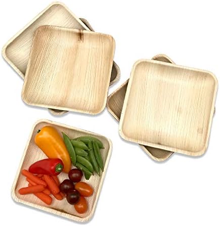 Disposable Palm Leaf Appetizer Plates by Rustic Earthware | 25 Pack of 6” Plates | Compostable & Biodegradable Dinnerware | Weddings, Showers, Parties, Special Occasions & Gatherings