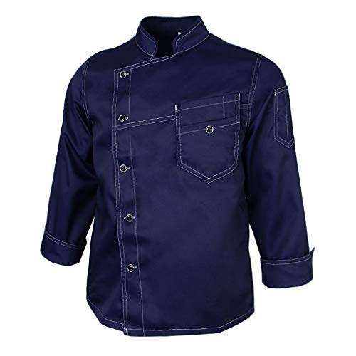 dailymall Casaco de chef costurado casaco garçons hotel cozinha uniforme manga comprida - Azul marinho