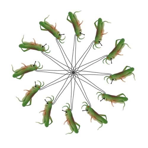 FUNNETOYU 12個 昆虫 向けリアルなバッタ模型 ソフトラバー製 で柔らかい素材 インタラクティブな学習 昆虫テーマパーティー用デコレーション