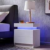 Nightstand LED Bedside Table...