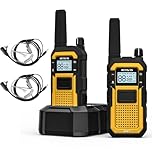 Retevis RB648 Walkie Talkies Waterproof, Heavy Duty Walkie Talkies, Advanced Triple Proof, IP67 VOX Dual PTT, SOS Vibration, 2000mAh 2 Way Radio with Earpiece for Construction Site (2 Pcs, Yellow)