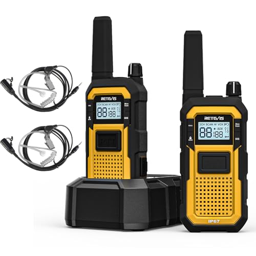 Talkie walkie jaune étanche IP67 rechargeable 2000mAh pour la communication professionnelle