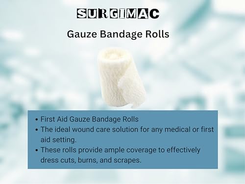 SurgiMac First Aid Fluff Bandage Roll Gauze, No Estéril, 100% Algodón Tejido, 6 Capas, 4 Pulgadas x 4.125 Yardas, Caja de 100 miniatura 2