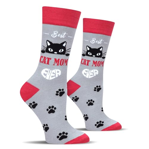 Cantustime BEST CAT MOM EVER Calcetines Divertidos Gatos para Mujer Madre-Regalos Originales Graciosos Dia de la Madre Navidad Cumpleaños San Valentin Pascua para Mama Amigas Niña - Funny Socks Women