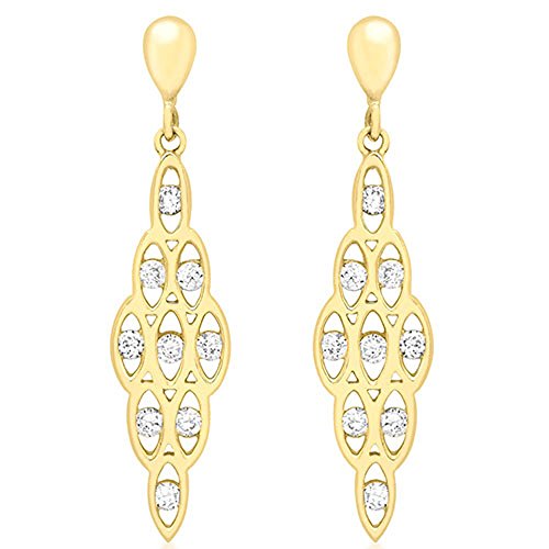 Boucles d'oreilles pendantes or jaune 375/1000e d'une élégance intemporelle et finition haut de gamme