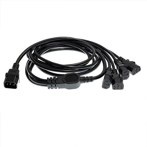 HangTon UPS PDU Computer Monitor PC Power Splitter Cord C14 to 4 x C13 10A 250V Extension Adapter Cable 1.8m