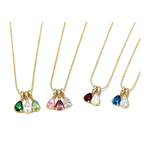 Collier Pierre de Naissance Personnalisé Femme – Pendentif Goutte d’Eau en Acier Inoxydable Doré 18K – Bijou Anniversaire 12 Mois, Cadeau Élégant...